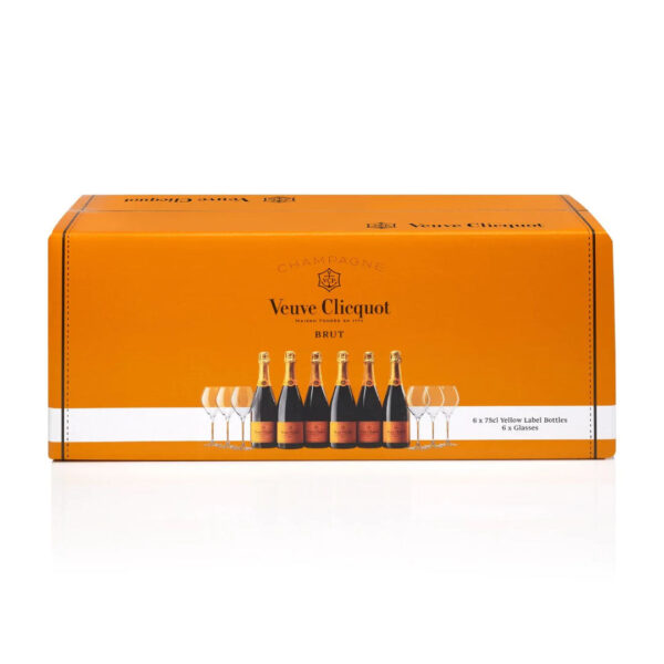 Veuve Clicquot 6pk W/ 6 Champagne Glasses